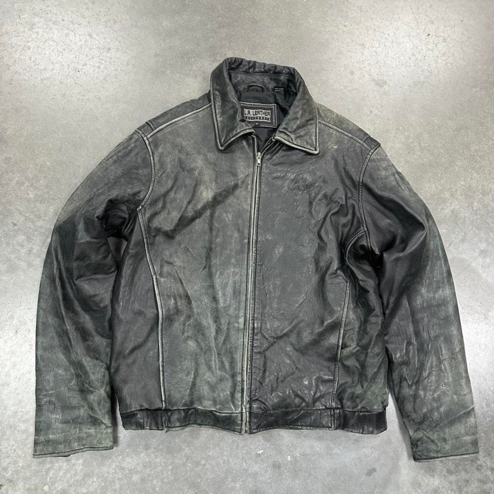 L.A. Leather Black leather jacket with a nice patina Size Lg